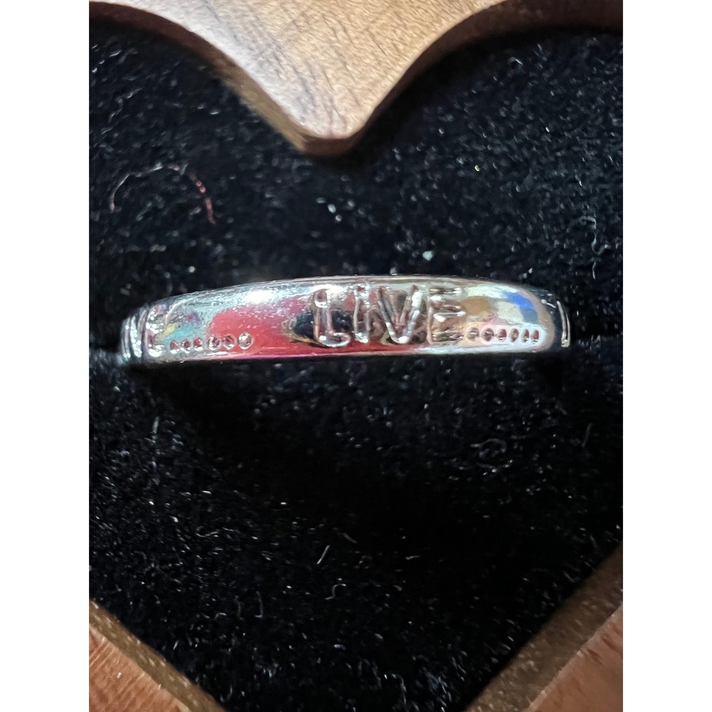 Silver Tone Live Engraved Band Ring Minimalist Inspirational Stackable Jewelry